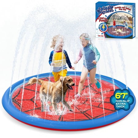 Wupuaait 67'' Extra Large Splash Pad Outdoor Sprinkler for Kids, Non Slip Splash Pad for Kids Dog Water Summer Outdoor Toys for Toddlers 3-5 Ages 4-12