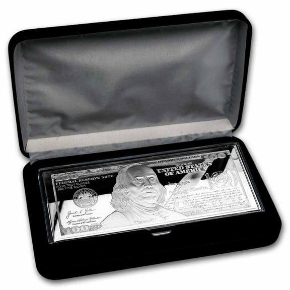 4 oz Silver Bar - 2025 $100 Bill (w/Box & COA)