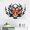 thumbnail image 1 of Tattoo Tapestry, Wild Chinese Tiger with Stripes and Roaring While Its Paws on Rock Pattern, Fabric Wall Hanging Decor for Bedroom Living Room Dorm, 2 Sizes, Brown White, by Ambesonne, 1 of 1