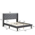 thumbnail image 7 of Queen Size Velvet Upholstered Platform Bed Frame with Button Tufted Headboard, Wooden Slats with Wings Design, No Box Spring Needed, Easy Assembly, 7 of 7