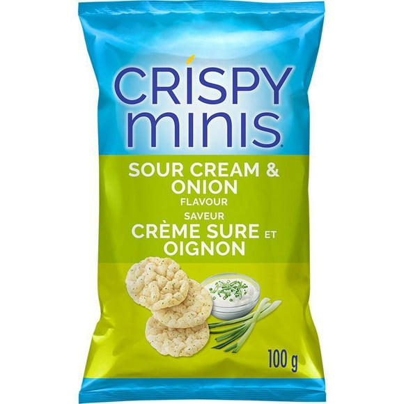 Quaker Crispy Minis Sour Cream & Onion flavour brown rice chips, 100g
