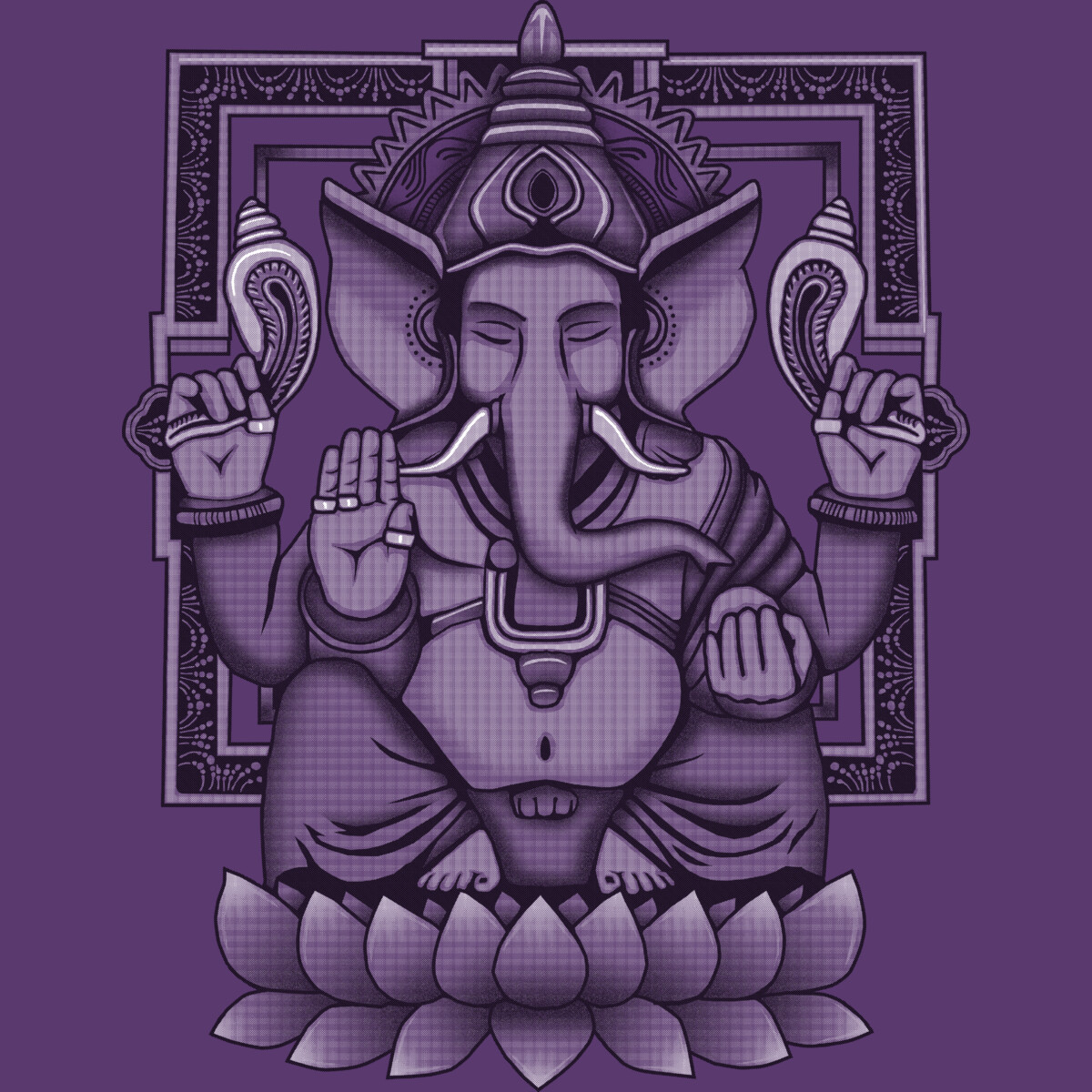 Lord Ganesh Halftone 2 Mens Purple Graphic Tee - Design By Humans  3XL - image 2 of 3