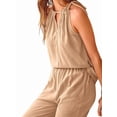 thumbnail image 3 of Women'S Hollow Out Halter Neck Sleeveless Top & Wide Leg Pants, Summer Casual Outfit Set Khaki L, 3 of 9