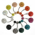 thumbnail image 3 of Bluethy Women's Fashion Rhinestone Balls Navel Button Barbell Body Piercing Belly Ring, 3 of 10