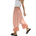 thumbnail image 5 of Yungyresw Women's Casual Bloomer Pants Ruffled Lace Trim Drawstring Lounge Pants Wide Leg Harem Pants Women With Pockets Light pink L, 5 of 7