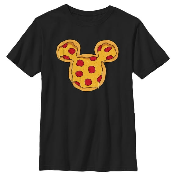 Boy's Mickey & Friends Mickey Mouse Pizza Silhouette  Graphic Tee Black Medium