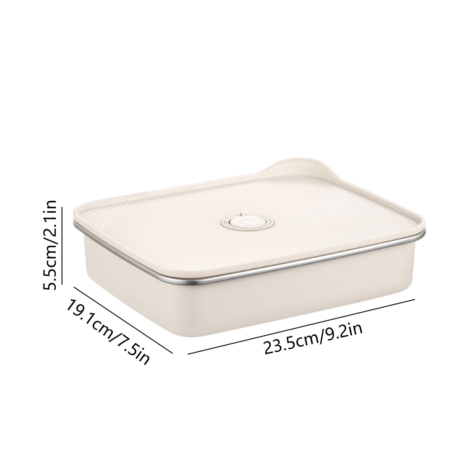 Microwaveable Stainless Steel Airtight Food Storage Container | Leak-Proof Odor-Free Lunch Box | BPA-Free 403 Steel | Stackable Bento for Meal Prep | 1 Pc | Beige | 23.5x19.1x9.6 cm