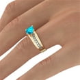 thumbnail image 3 of 14K Yellow Gold 4.20 ctw Blue Topaz Ring with Diamonds Bridge Channel set Princess, 3 of 7