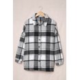 thumbnail image 4 of ABPHQTO Chaqueta camisera abotonada con estampado de cuadros gris de mujer L, 4 of 5