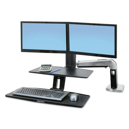 Ergotron WorkFit-A Sit-Stand Workstation w/Suspended Keyboard, Dual,
