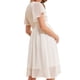 thumbnail image 5 of Vestido de mujer embarazada, liso y lunares, manga corta, cuello en V, vestido suelto de maternidad XBTCLXEBCO S;Blanco, 5 of 5