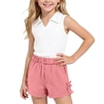 thumbnail image 2 of Amidoa Girls 2 Piece Outfits Summer Clothes Tank Top Solid Color Cute T-Shirt and Shorts Casual Kids Clothing Sets Pink Size 12, 2 of 9
