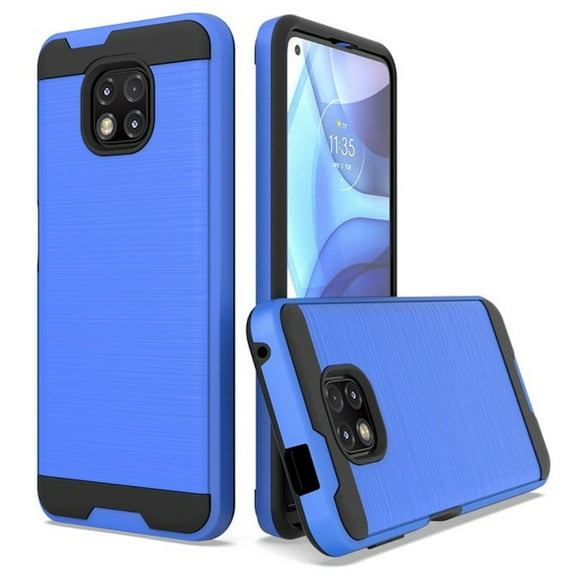 Brushed Textured Hybrid Armor Case for Motorola Moto G Power 2021 - Blue