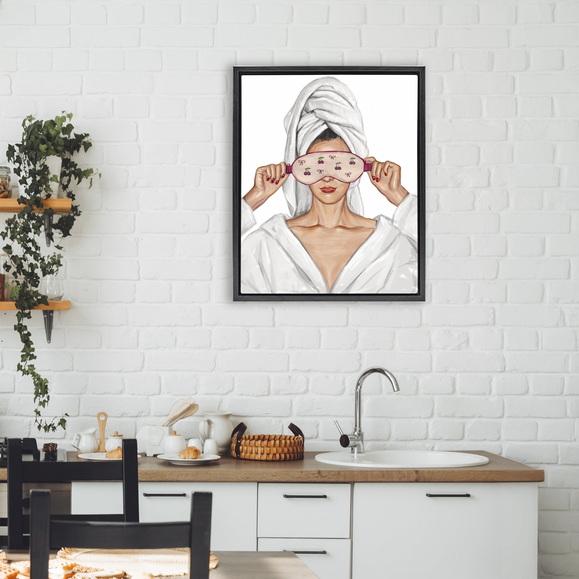 Cherry Eye Mask Fashionista Black Framed Floater Canvas Wall Art, design by Ziwei Li