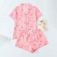 thumbnail image 2 of FASHOFT Cute Bow Pajamas for Women Set 2 Piece Button Up Short Sleeve Pj Nightwear Soft Lounge Valentines Day Sleepwear Pink M, 2 of 3