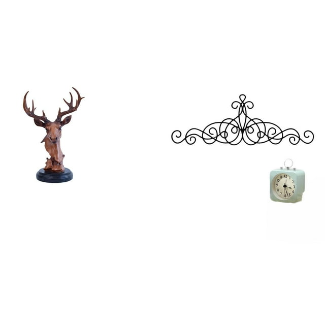 Figura decorativa de cabeza de ciervo, estatua artesanal de animal, de resina, para mesita de noche, escritorio, pergamino, arte de pared de metal, pl