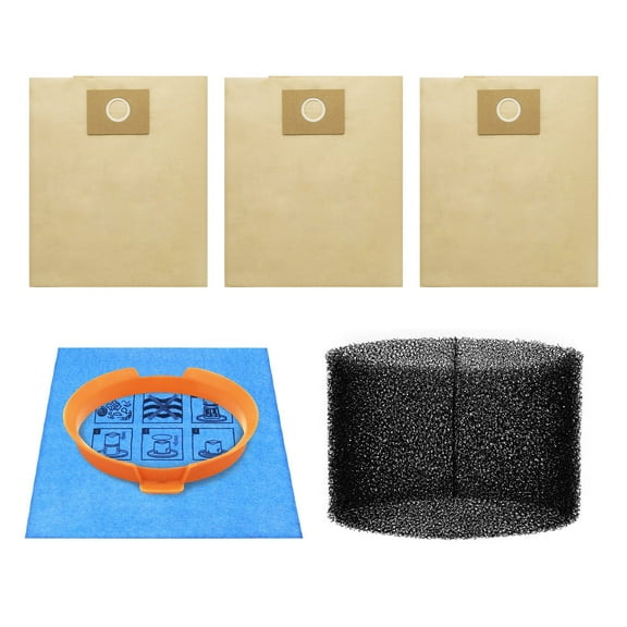 20-1200A Foam Filter , 20-1100N Cloth Filter & Clamp,25-1230 High-Efficiency Disposable Bag 3-Pack,Compatible with Hyper Tough 3 Gallon Vacuum (AT18203P-3B)