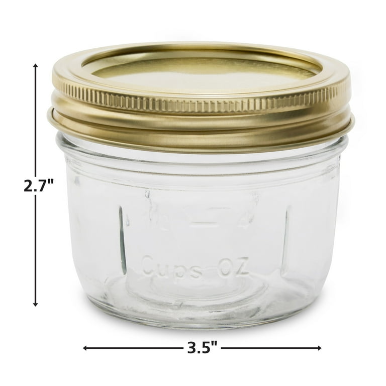 Mainstays 8 oz Mason Jars, Wide Mouth Half Pint Canning Jars with Lids and Rings, 12-Pack Small Glass Jars for Home Canning and Meal Prep