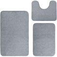 thumbnail image 1 of Bath Mat Rug 3 Piece Set, Large, Small and Contour Bathroom Rug Set, Ultra Soft Non-Slip Memory Foam Bathroom Bath Rugs, Grey Grey 3 Pack, 1 of 7