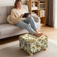 thumbnail image 3 of Xoenoiee Sunflower Bee Print Stretch Velvet Ottoman Slipcover Square Folding Storage Stool Ottoman Cover Breathable Footstool Covers Slipcover Chair Covers for Living Room, L, 3 of 7