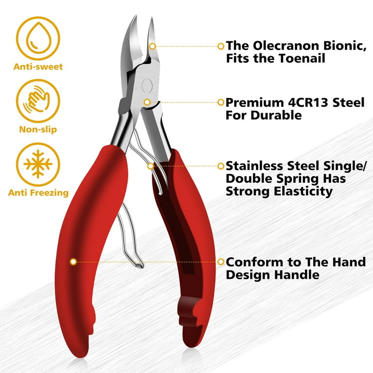Nail Clipper for Ingrown or Thick Nail, Kaasage Podiatrist Toenail Clippers  with Surgical Stainless Steel Sharp Curved Blades & Anti-Slip Handle