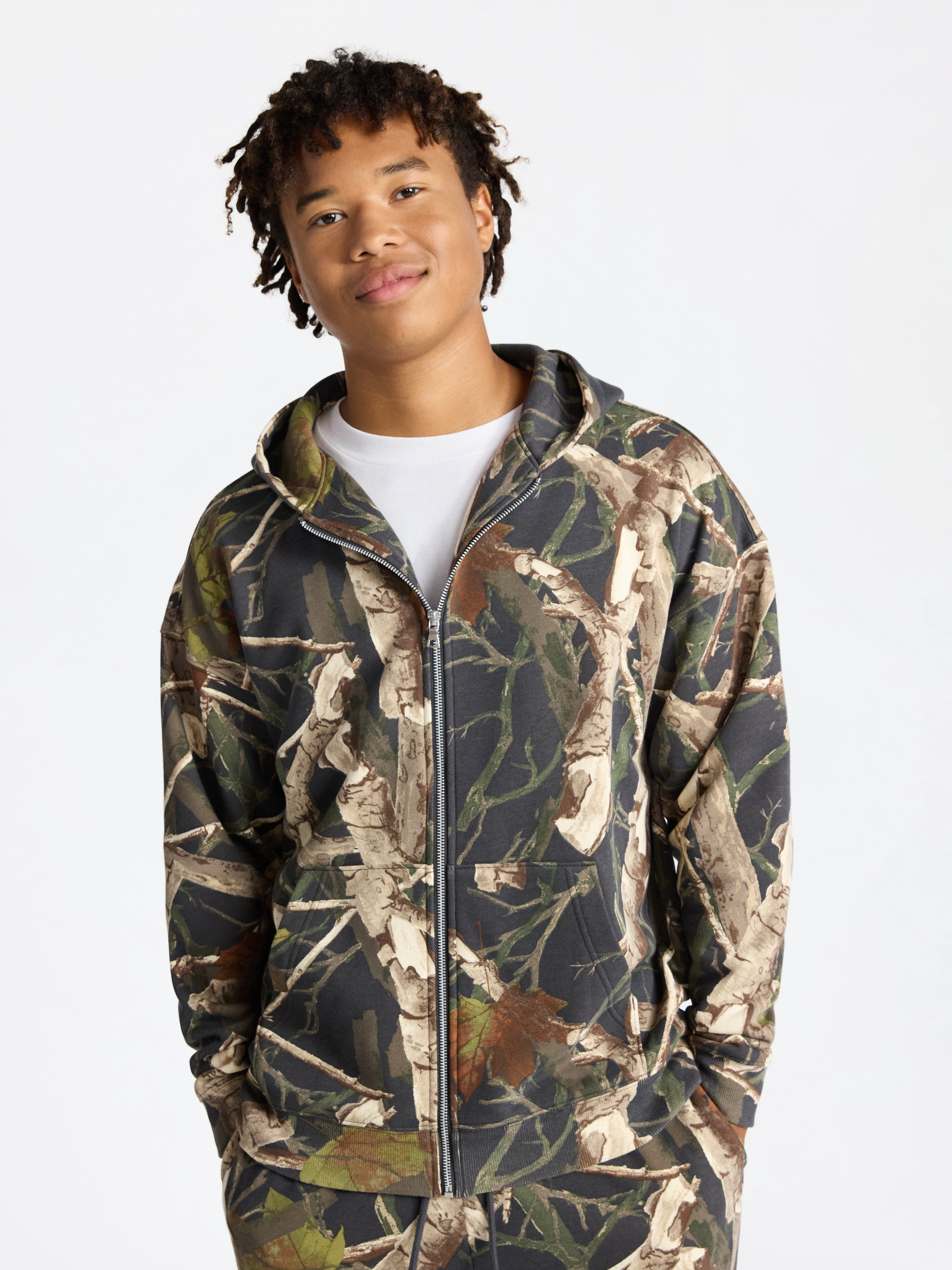 No Boundaries Zip Hoodie with Long Sleeves, Men's & Big Men's