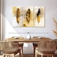 thumbnail image 3 of Elephant Stock Gold Speckled Grunge Feathers Wall Art - Horizontal Multi Panel Canvas - Living Room Wall Decor - Decor Elements Multi Panel - Beige And Black Decor - 57" x 36", 3 of 8