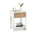 thumbnail image 2 of 15.75" Rattan End table with drawer, Modern nightstand, side table for living room, bedroom,white, 2 of 5