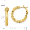 thumbnail image 2 of 14k Solid Yellow Gold 3x15 Sparkle-Cut Round Omega Back Hoop Earrings 21.65x20mm Wide 3mm Thick Hoop Earring for Women, 2 of 2