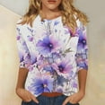 thumbnail image 2 of GERsome Women's Crew Neck 3/4 Sleeve T Shirt Floral Print Casual Basic Tops, 2 of 5