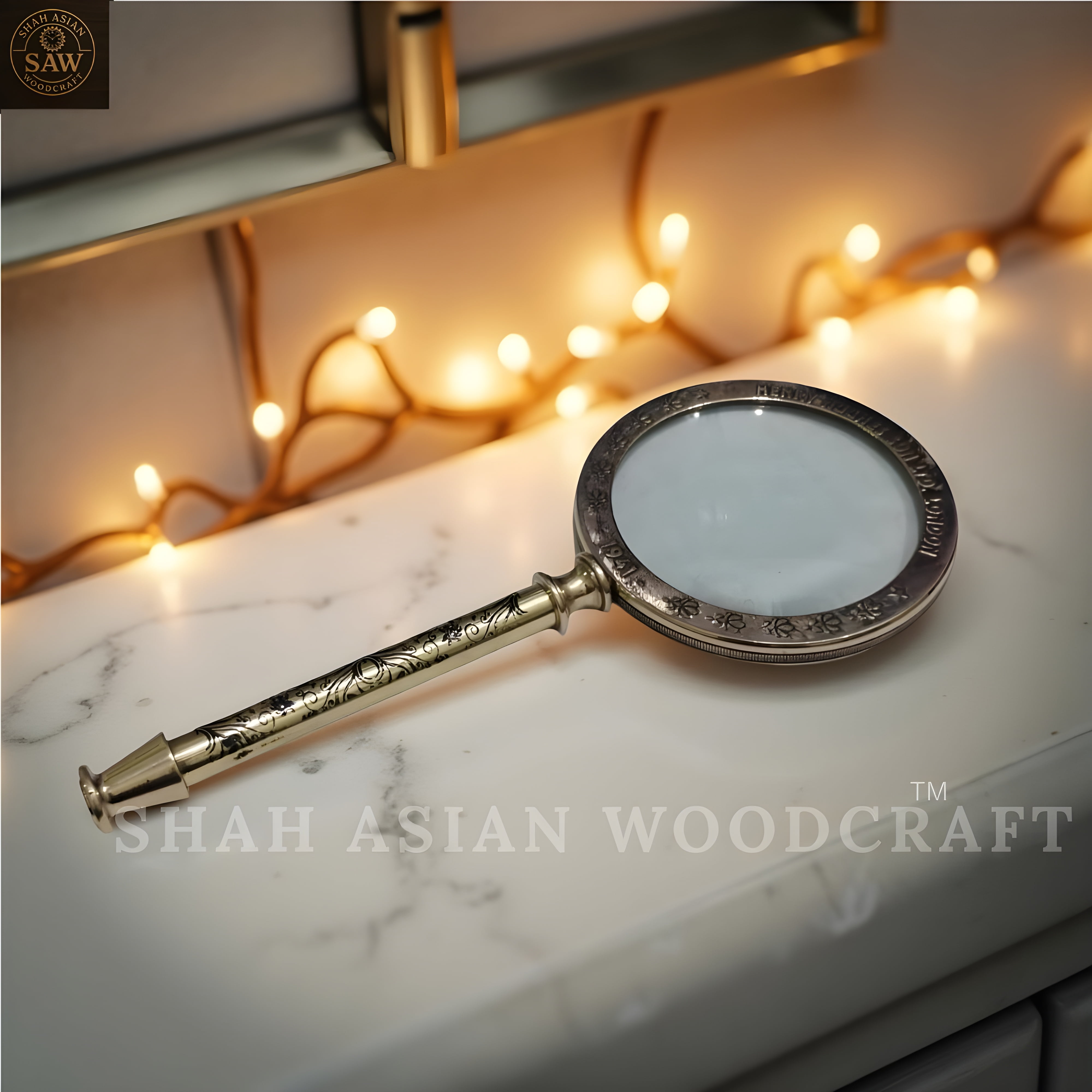Antique Heavy Brass Magnifying Glass - Solid British Empire 1941 Vintage Magnifier & A Unique Gift