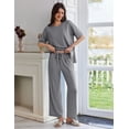 thumbnail image 4 of Ekouaer Lounge Sets for Women Short Sleeve Pullover Tops and Long Pants Soft Pajamas Set 2 Piece Outfits, 4 of 6