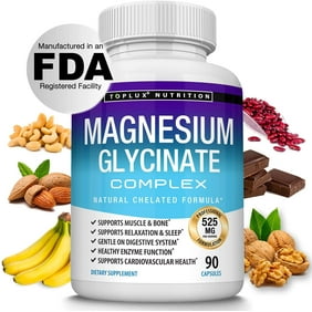 Premium Magnesium Glycinate Complex 525 Mg High Absorption 125% DV Chelated 90 Capsules