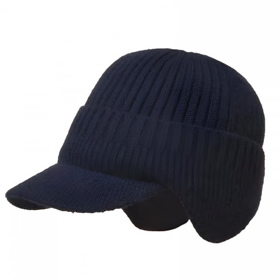 TELOLY Winter Beanie Hat,Warm Earflap Hat Knitted Newsboy Hat - Winter Hat with Visor for Men Outdoor Activity