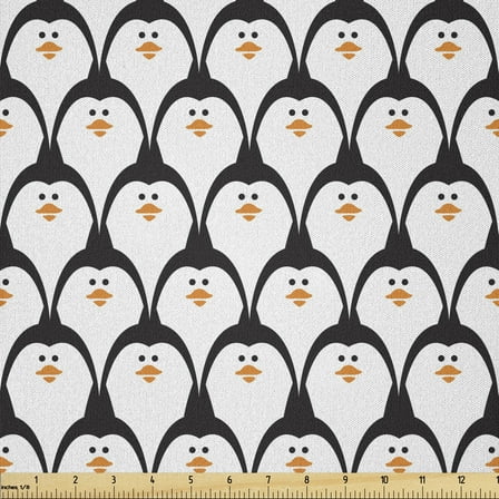 Penguins Fabric by The Yard, Repeated Pattern of Funny Arctic Creatures Animal Print, Microfiber Fabric for Arts and Crafts Textiles & Decor, 1 Yard, Charcoal Grey, by Ambesonne