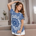 thumbnail image 3 of Rocae Blue Watercolor for Nightgowns for Women Sleep Shirts Short Sleeve Nightshirt Pullover Nightdress, 3 of 6