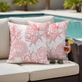 thumbnail image 4 of Pink Coral Outdoor Waterproof Pillow Covers, Coastal Nautical Ocean Starfish Conch Decorative Square Throw Pillowcase Sofa Cushion Sham for Patio/Couch/Chair, 26"x26" 2 Pack, 4 of 8