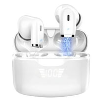 Haysky Wireless Bluetooth Earbuds, Noise Cancelling, Sound Optimization, Redesigned Comfort Fit Bluetooth Headphones Stereo Bass Ear Buds, 40H Playtime with LED Display, White