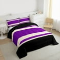 thumbnail image 3 of jejeloiu Geometric Stripes Full Size Comforter Sets,Modern Abstract Bedding Comforter Set,Purple Black Lines Bedding Sets For Girls,Microfiber Bedroom Decor Reversible,3pcs, 3 of 8