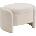 thumbnail image 7 of 27 Inch Teddy Fabric Oval Storage Ottoman, Upholstered Foot Stools Ottoman with Storage, Vanity Stool, Modern Multifunctional Chair for Makeup Room, Bedroom, Living Room (Beige), 7 of 7