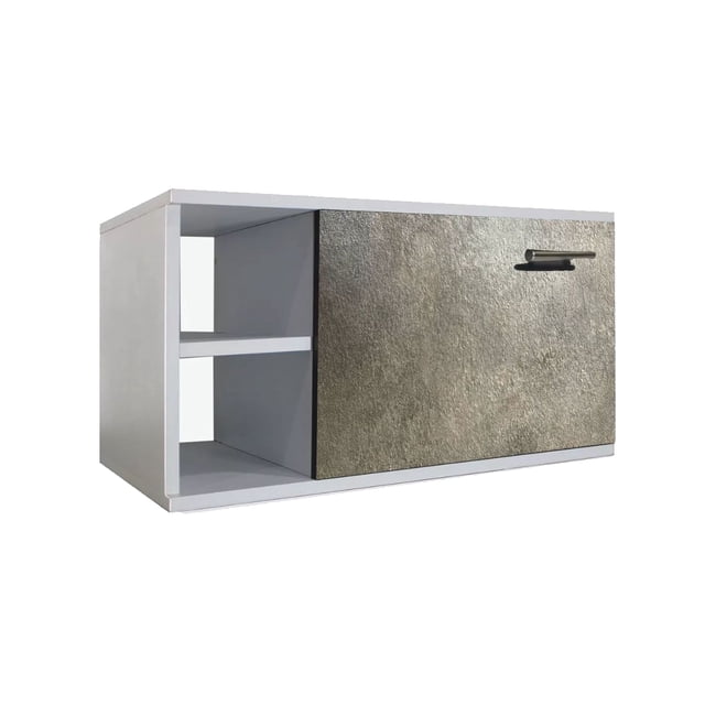 Gabinete Baño Moderno MDF Elegante Puerta Vinil Gris Rugodo Minimalista