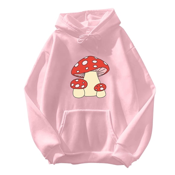 Sudadera con capucha Hanzidakd para mujer, bonita sudadera con capucha de hongo kawaii para adolescentes, ropa para niñas, sudadera con capucha, camisetas, rosa, tallas S