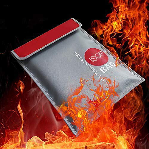 Portable Silicone Coated Fire Water Dust Resistant Zipper Organizer for Contract,Bills,iPad and Valuables Fireproof Document Bags,15×11 A4 Size Waterproof & Fireproof Safe File Folder Money Pouch