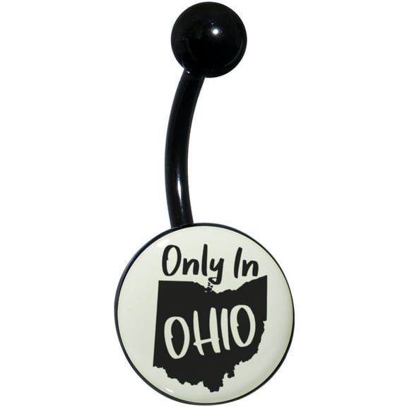 Body Candy Womens 14G 316L Stainless Steel Black Navel Ring Piercing Glow in the Dark Only In Ohio Mens Belly Button Ring