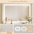thumbnail image 3 of MELLCOM 48" Fluted Makeup Vanity Desk with Mirror and Lights, Modern Glass Top Dressing Table Set for Bedroom, Big Vanity Table, White, 3 of 9