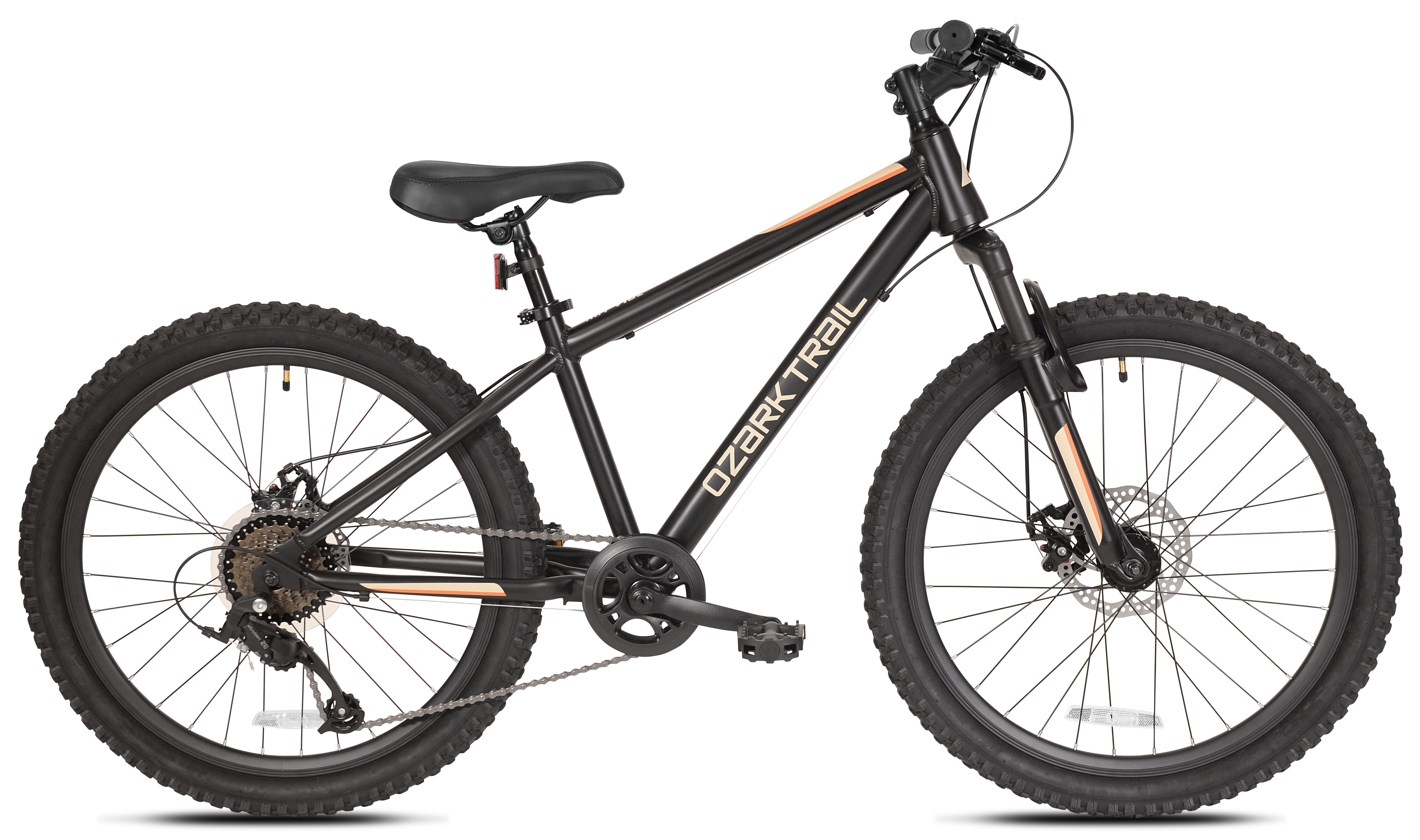 Ozark Trail 24" M.1 Mountain Bicycle, 8 Speed, Black, Fits Riders 4'6" - 5'6", Teen, Unisex