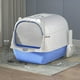 thumbnail image 5 of Inodoro cerrado para gatos, caja de arena con capucha para gatos, puerta móvil de dos vías, bandeja de arena, bandeja de arena, baño profundo, caja de , Azul, 5 of 10