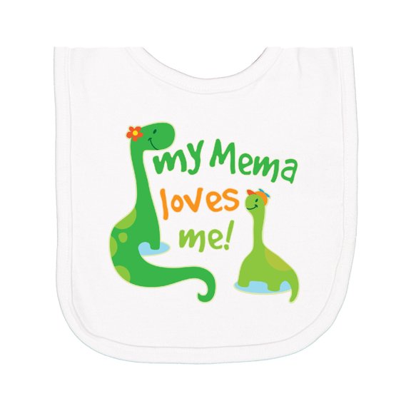 Inktastic My Mema Loves Me Grandson Dinosaur Newborn Bib