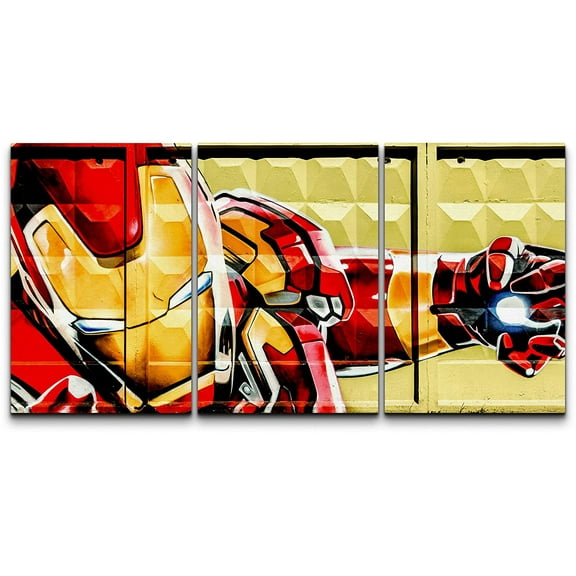 wall26 Canvas Print Wall Art Set Spray Paint Iron Man Superhero Graffiti & Street Art Comic Book Illustrations Modern Art Portrait Boho Decorative for Living Room, Bedroom, Office - 24"x36&q