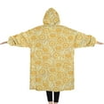 thumbnail image 2 of Oversized Wearable Blanket Hoodie,Yellow Daisy Pattern Sherpa Blanket Hoodie with Super Pockets,Super Warm Fuzzy Pullover for Women & Men, 2 of 6